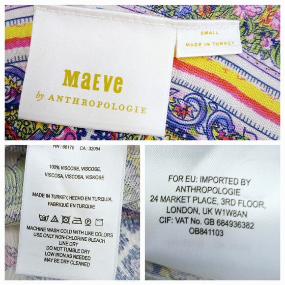 Maeve by Anthropologie SZ S Ceresco Peasant Top Multicolor BOHO Hippie Festival - Picture 7 of 7